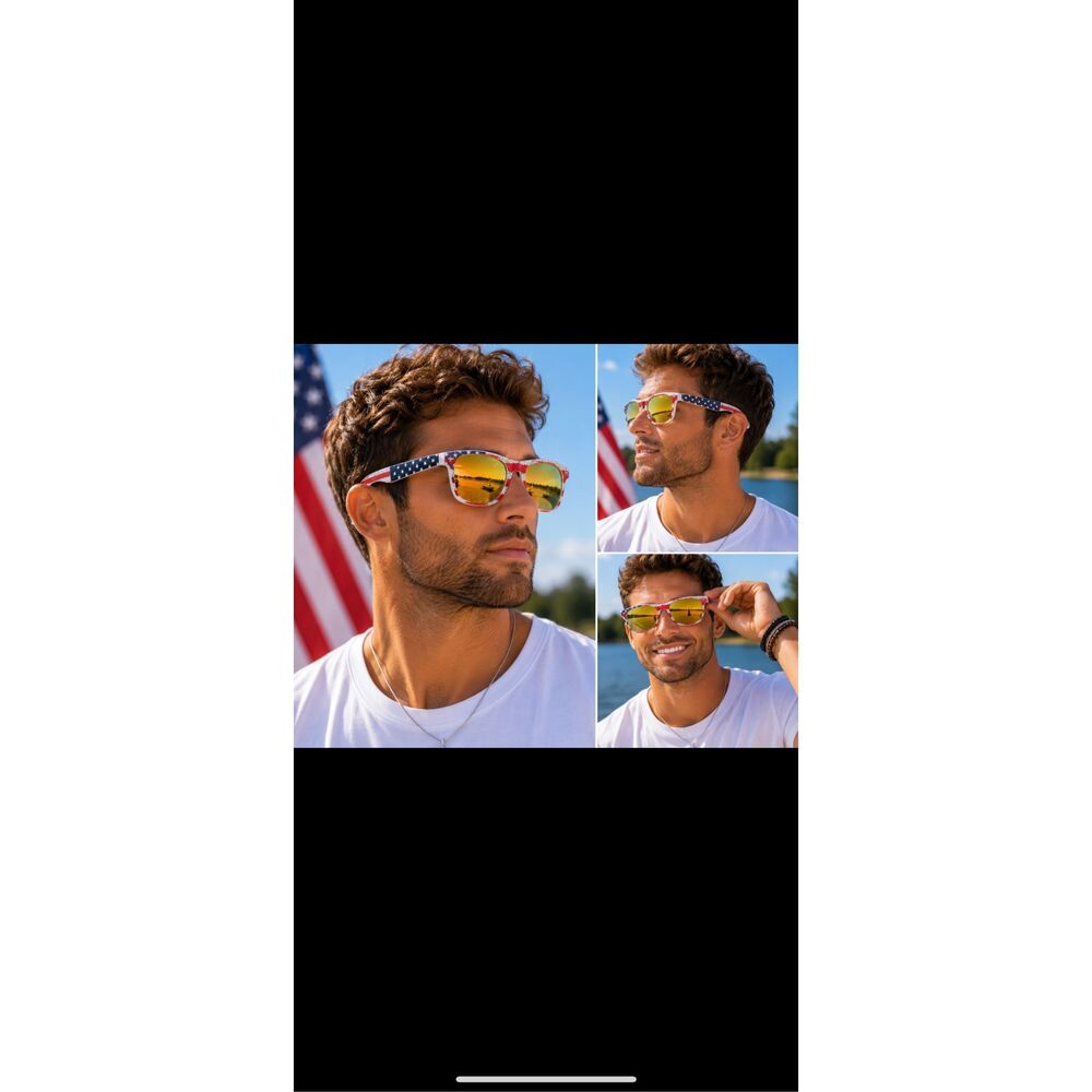 Retro Optix Patriotic American Flag Sunglasses UV400 Protection